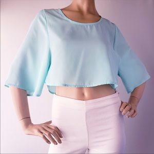 Hi-Beam Mint Green Cropped Blouse
